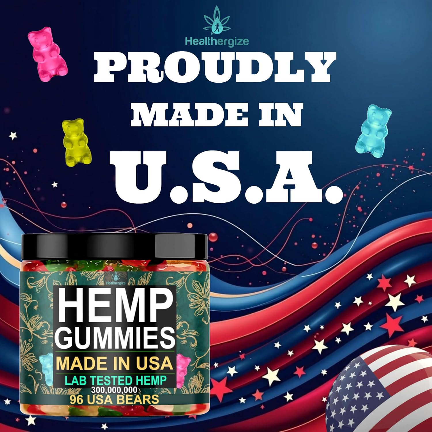 Hemp Gummies Sleep Calm Relaxation-Made in USA-Edibles Gummy Bears-96 Count - Image 3