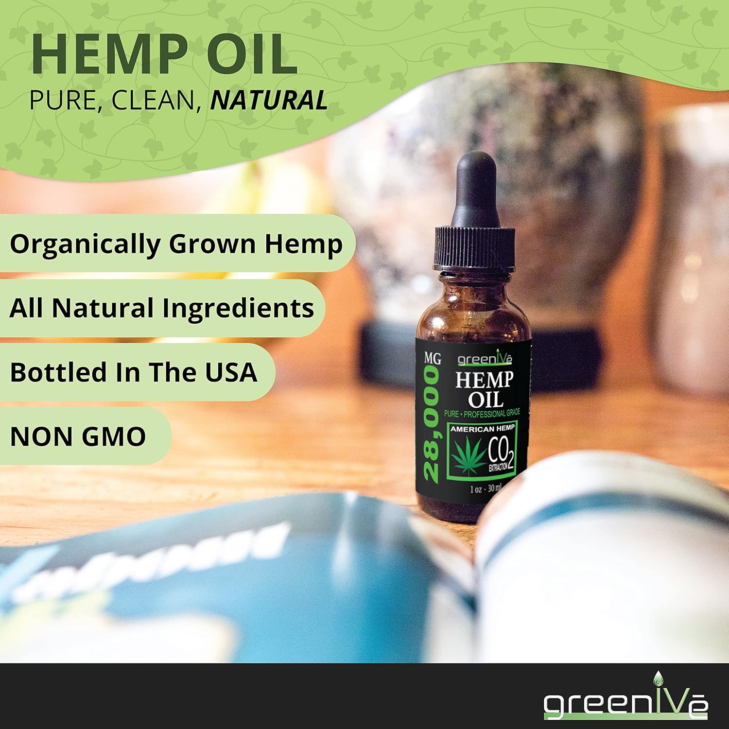 GreenIVe Hemp Oil Drops 28,000mg – Naturally Grown, Vegan, Rich in Omegas – Premium Hemp Oil Dropper – Non-GMO, Made in USA – 30mL (4 Pack) - Image 6