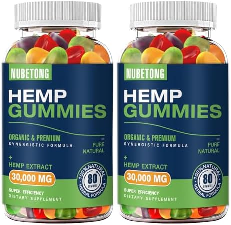 2 Packs Hemp Gummies for Sleep, Pain, Anxiety Relief High Potency Supplement Edible Bear Gummy Extra Strength Pure Natural Hemp Oil Extract Vegan, Non-GMO