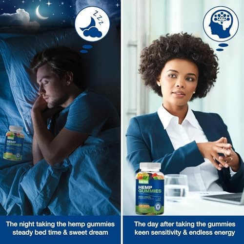 2 Packs Hemp Gummies for Sleep, Pain, Anxiety Relief High Potency Supplement Edible Bear Gummy Extra Strength Pure Natural Hemp Oil Extract Vegan, Non-GMO - Image 3