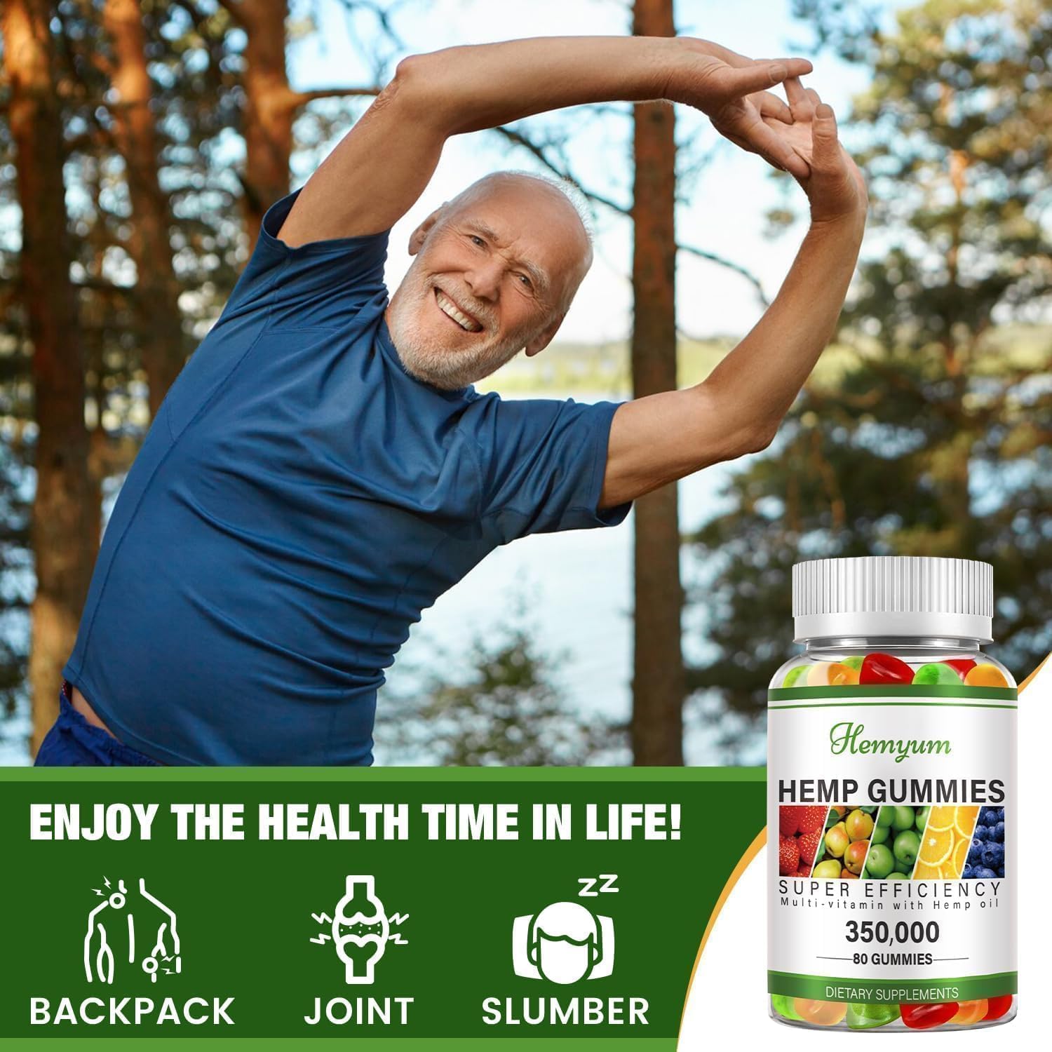 Hemp Gummies 2 Packs - High Potency Pure Organic Supplement - with Natural Hemp Oil Extract Edible Gummy Vegan, Non-GMO - Image 3