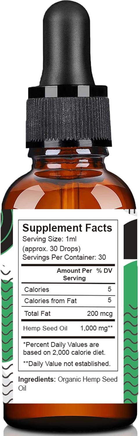 Pure Wellness Hemp Seed Oil Drops, Omega 3 6 9 Fatty Acids, Organic, Non-GMO, Vegan (Natural Hemp, 4-Pack) - Image 2