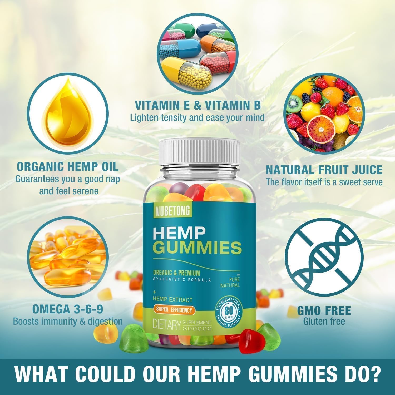 2 Packs Hemp Gummies for Sleep, Pain, Anxiety Relief High Potency Supplement Edible Bear Gummy Extra Strength Pure Natural Hemp Oil Extract Non-GMO, Vegan - Image 3