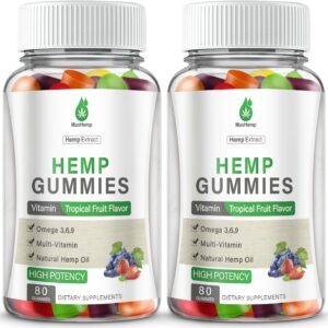 Hemp Gummies High Potency for Pain, Sleep, Anxiety - Hemp Gummy 100% Natural Organic Extra Strength with Pure Hеmp Oil Extract Vegan Bear Candy (2 Packs