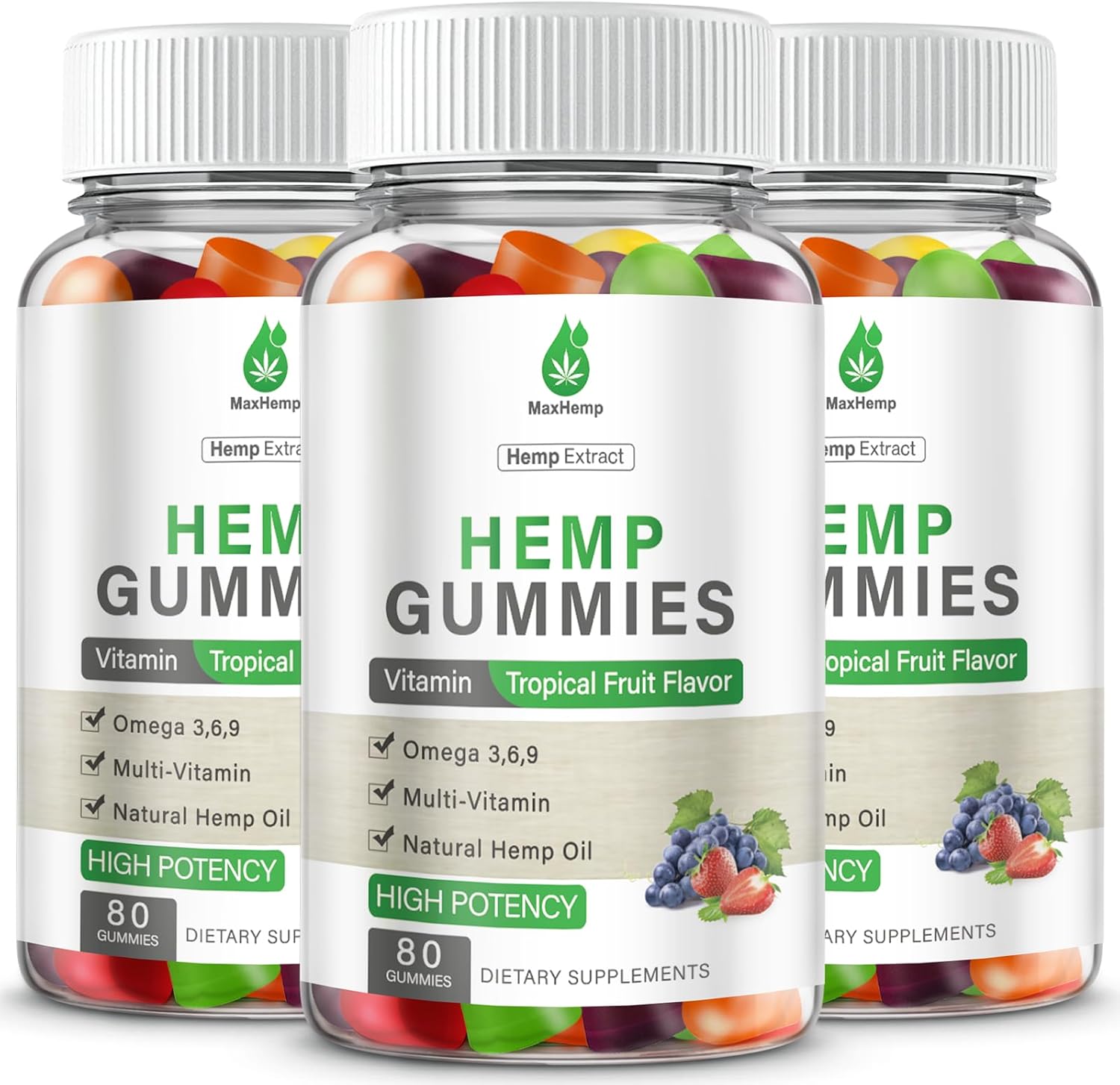 3 Packs Hemp Gummies for Pain, Sleep, Anxiety - Hemp Gummy with Pure Hеmp Oil Extract Vegan Bear Candy