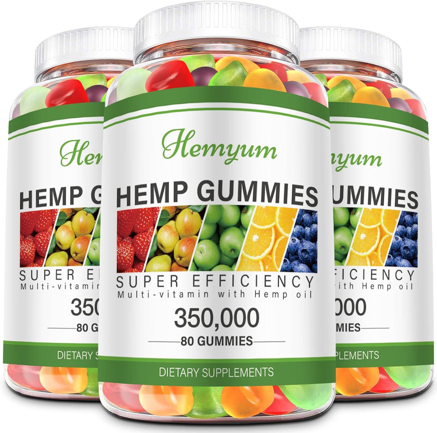 Hemp Gummies 3 Packs - for Sleep, Pain, Anxiety - High Potency Pure Organic Supplement - with Natural Hemp Oil Extract Gummy Edibles Vegan, Non-GMO