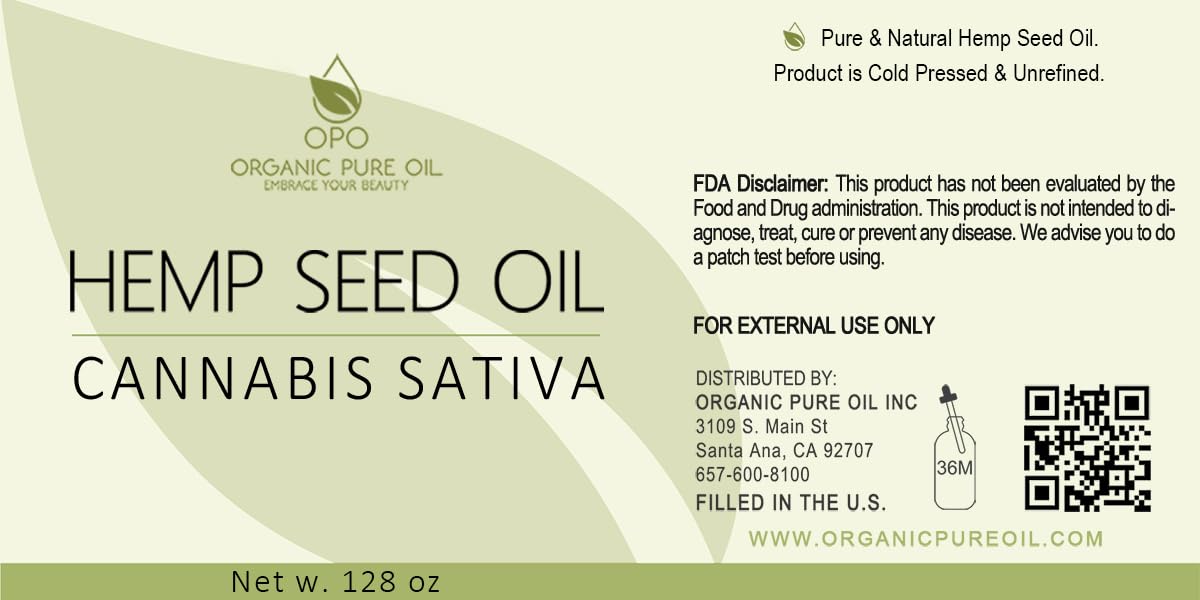 Hemp Seed Oil - 100% Pure, Unrefined, Cold Pressed, Organically Sourced, All-Natural Non-GMO, Extra Virgin, Undiluted, Carrier Oil - Bulk 128 oz / 1 Gallon - Tinctures, Blends, DIY, Essential Oils - Image 2