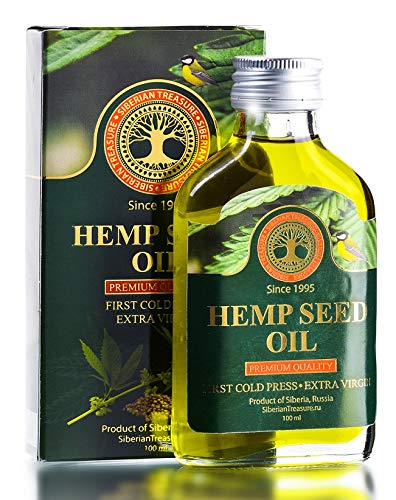 Siberian Hemp Seed Oil, Premium Quality, Extra Virgin, First Cold Press Hemp Seed Oil, 100 ml (3.4 Fl Oz)