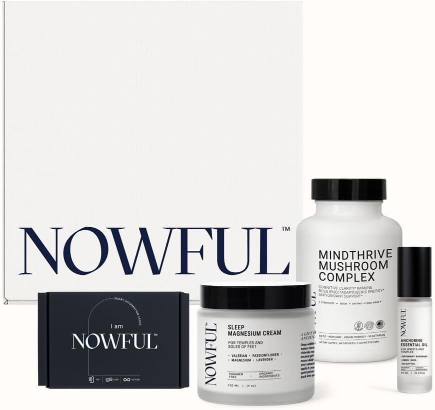 Wellness in Action Kit – Daily Ritual Set with Affirmation Cards, Essential Oil, Sleep Balm, and Mushroom Capsules – Mindfulness Tools for Calm, Clarity, and Nervous System Reset