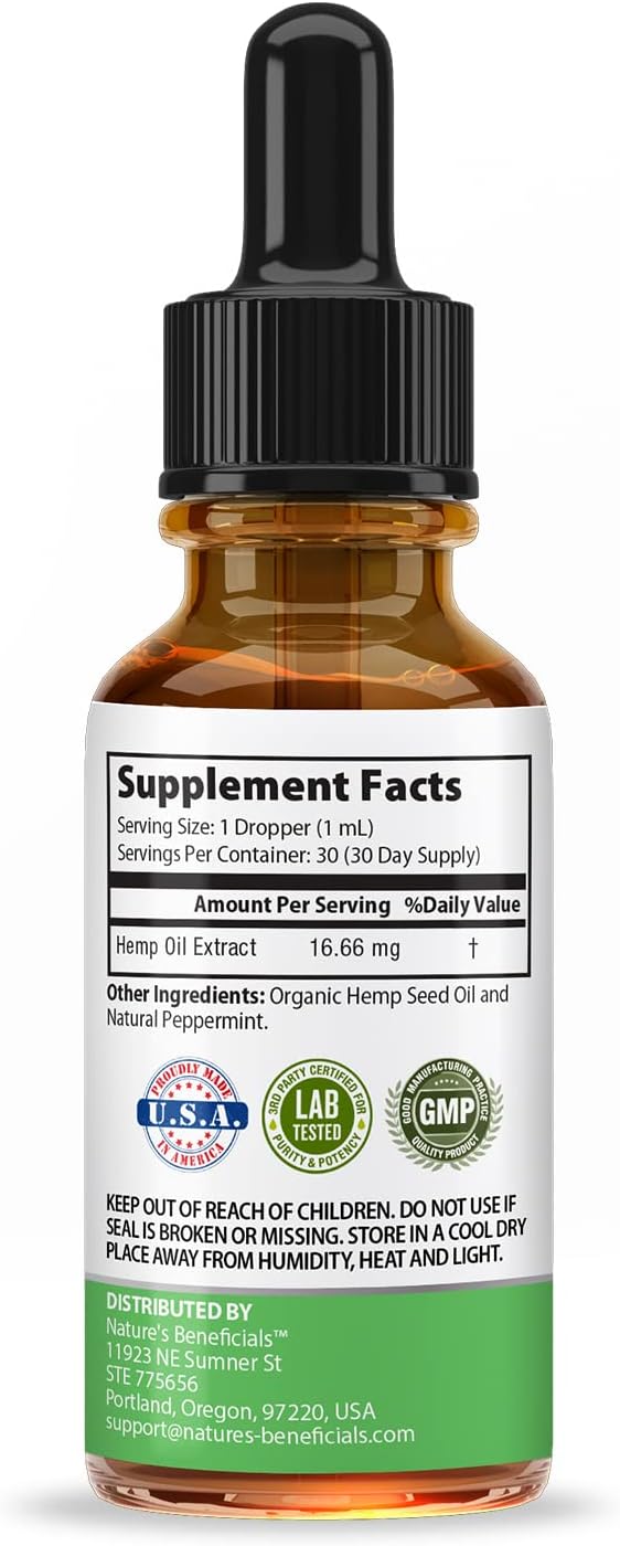 NATURE'S BENEFICIALS Organic Hemp Oil Extract Drops, 500mg - Image 3