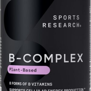 Sports Research® Vitamin B-Complex - Full Spectrum of B Vitamins with Methylated B12 & Folate - Gluten Free · Plant-Based · Non-GMO · Vegan-Friendly Formula - 120 Veggie Softgels