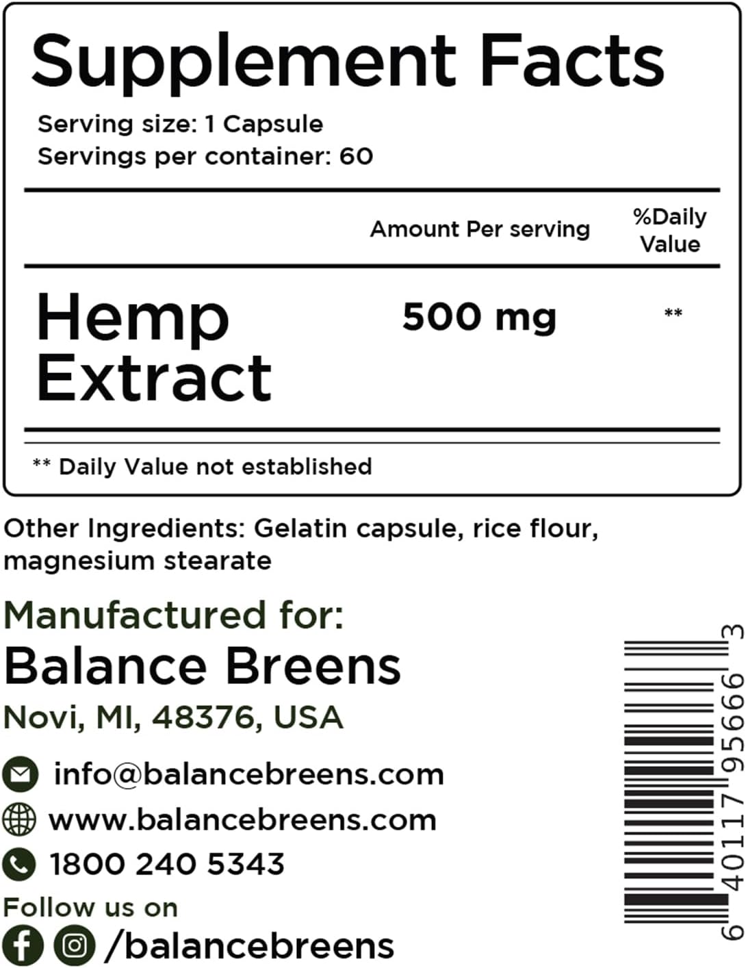 Balancebreens Hemp Extract Capsules 30,000 mg per Bottle - Natural Dietary Supplement Supports Brain Functions, Immune Support - Rich in Omega 3-6-9 Fatty Acids (60 Count (Pack of 1)) - Image 6