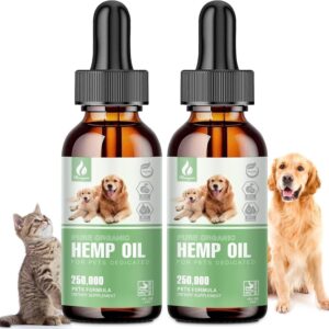 Organic Hemp Oil for Dogs & Cats - High Potency, Premium Formula for Anxiety Relief, Sеizures Arthritis Joint Pain Support Нiр Jоint Hеalth - Cаlming Trеats for Pets 2-Pack