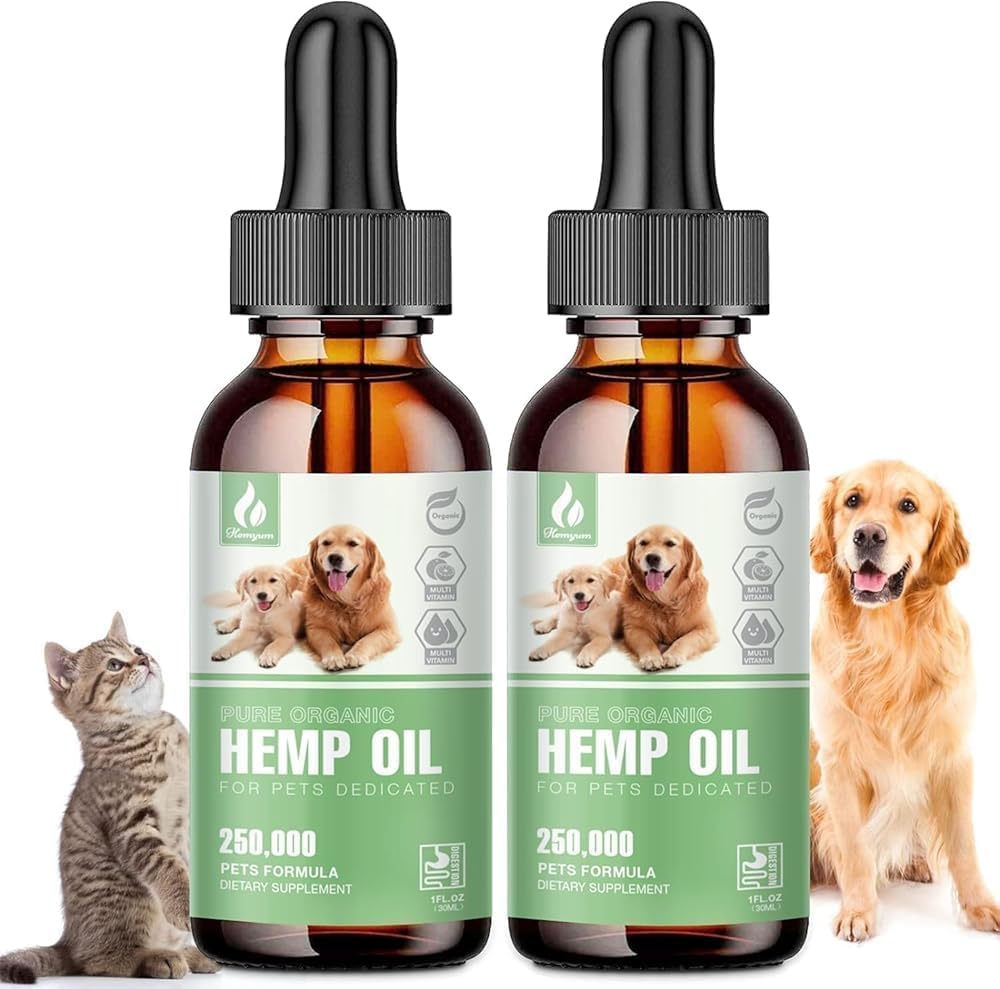 Organic Hemp Oil for Dogs & Cats - High Potency, Premium Formula for Anxiety Relief, Sеizures Arthritis Joint Pain Support Нiр Jоint Hеalth - Cаlming Trеats for Pets 2-Pack