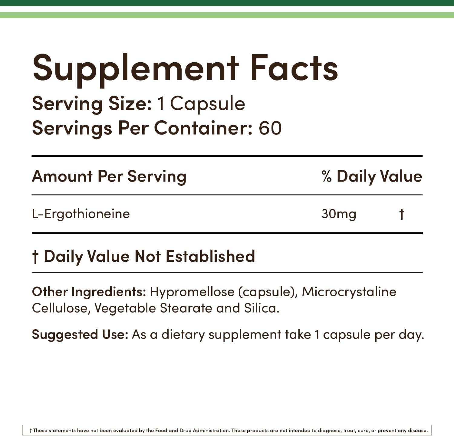 Ergothioneine Supplement (EGT) 30mg of Pure, Plant-Based L-Ergothioneine Per Capsule, 60 Count (May Support Longevity and Healthy Aging) Non-GMO, Gluten Free, Vegan Safe by Double Wood - Image 2