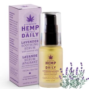 Hemp Daily Soothing Serum | Hemp Serum with Essential Oils | Vegan, Organic Ingredients | .67 Fluid Ounces (Lavender, Single)