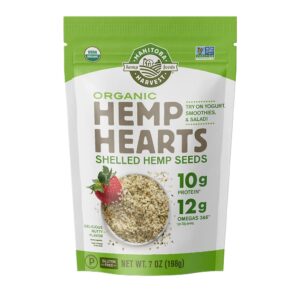 Manitoba Harvest Organic Hemp Hearts, Shelled Hemp Seeds - 7oz - 10g Plant Protein & 12g Omega 3 & 6 per 30g serving - Easy-to-Digest seeds with 9 Essential Amino Acids - Gluten Free, Vegan, Non-GMO
