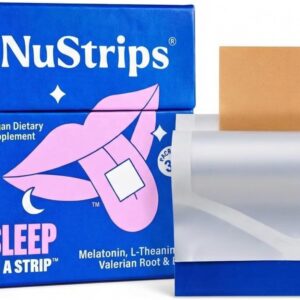 NuStrips™ Fast-Dissolving Sleep Strips with 5mg Melatonin, Valerian Root, L-Theanine & Vitamin B6 – Blueberry Flavor - Natural Sleep Aid, Vegan, Non-GMO, Gluten Free – Fall Asleep Fast (30 Strips)
