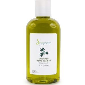 Soapeauty Hemp Seed Oil Unrefined Cold Pressed | Massage & Body Oil | for Skin, Face, Hair, and Soap Making | Carrier for Essential Oils | Rich in Omega Fatty Acids – 8 Fl Oz