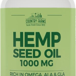 COUNTRY FARMS Hemp Seed Oil 1000mg, Rich in Omega, ALA and GLA, Immune Support, 90 Count