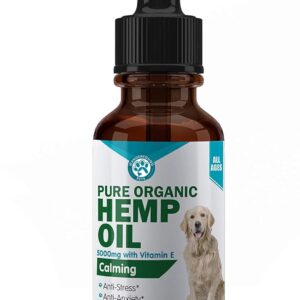 Wanderfound Pets - Hemp Oil for Dogs & Cats 5000mg - Anti-Separation Anxiety, Joint Pain, Stress Relief, Arthritis, Seizures, Chronic Pain Relief, Anti-Inflammatory - Omega 3, 6, 9-100% Organic