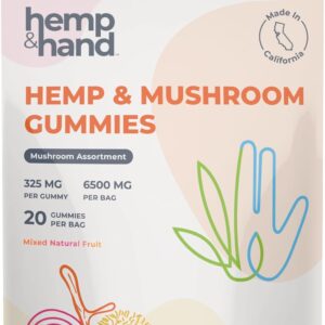 Hemp & Mushroom Gummies 6500mg - Max Strength for Adults - Chill, Inflammation, Natural Pain, Restful Sleep (325mg Gummy) - by Hemp and Hand