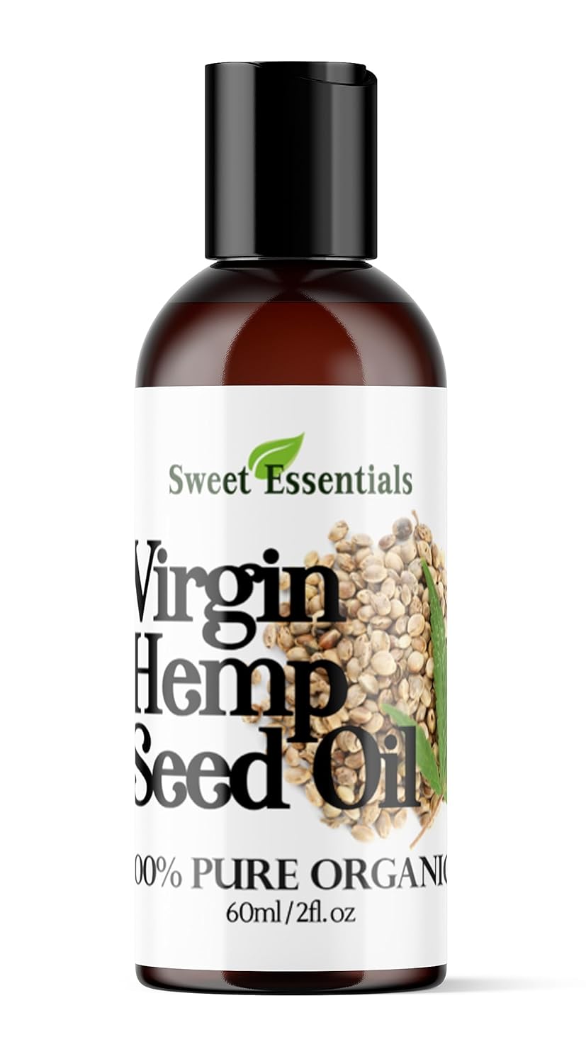 Organic Extra Unrefined Hemp Seed Oil (Food Grade) 2oz | Cannabis Sativa | Imported From Canada | 100% Pure Cold Pressed | Offers Relief From Dry & Cracked Skin, Eczema, Psoriasis, Dermatitis, Rosacea