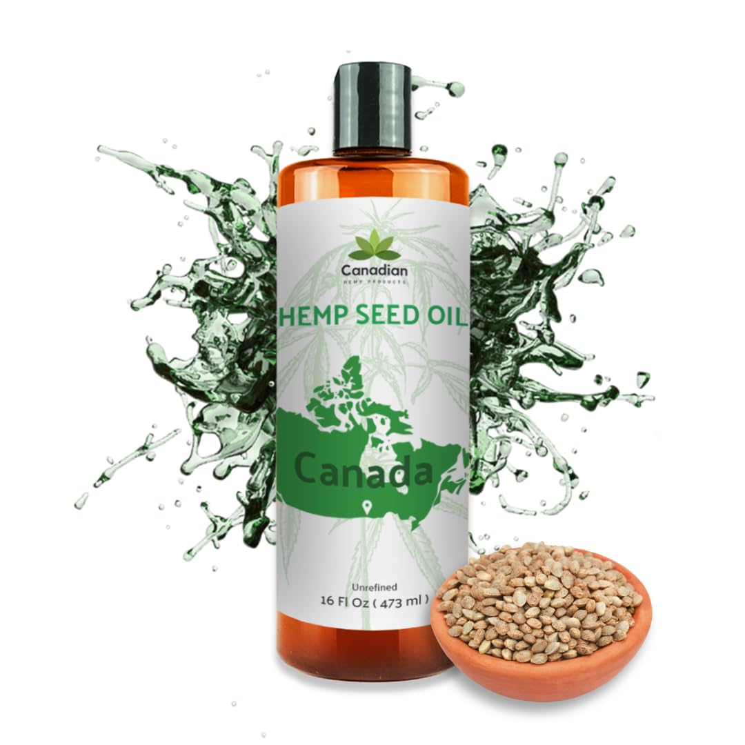 Hemp Seed Oil for Skin, Hair and Body Direct from Hemp Oil Canada - Cold Pressed Hemp Seed Oils - 16oz (Pack of 1)
