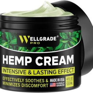 WELLGRADE PRO Hemp Extract Cream - USA Made - Knees, Joints & Back - Arnica, MSM & Menthol, 4 Fl Oz