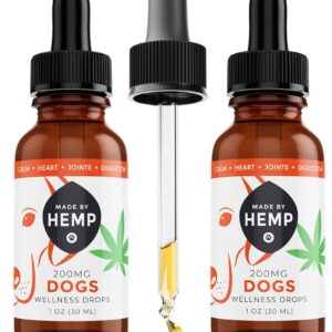 Made by Hemp - Hemp Oil for Dogs - Made in The USA - Holistic Relief for Stress, Pain, Inflammation - Hip and Joint Health - Sleep Aid - Dog Calming - Hemp Oil Drops for Animals - 2 Pack