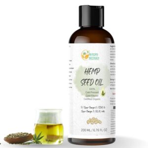 Herbs Botanica Hemp Seed Oil 100% Pure & Natural Cold-Pressed Hemp for Skin, Hair & Body – Natural Moisturizer & Carrier Oil – Non-GMO, Unrefined – 6.76 fl oz