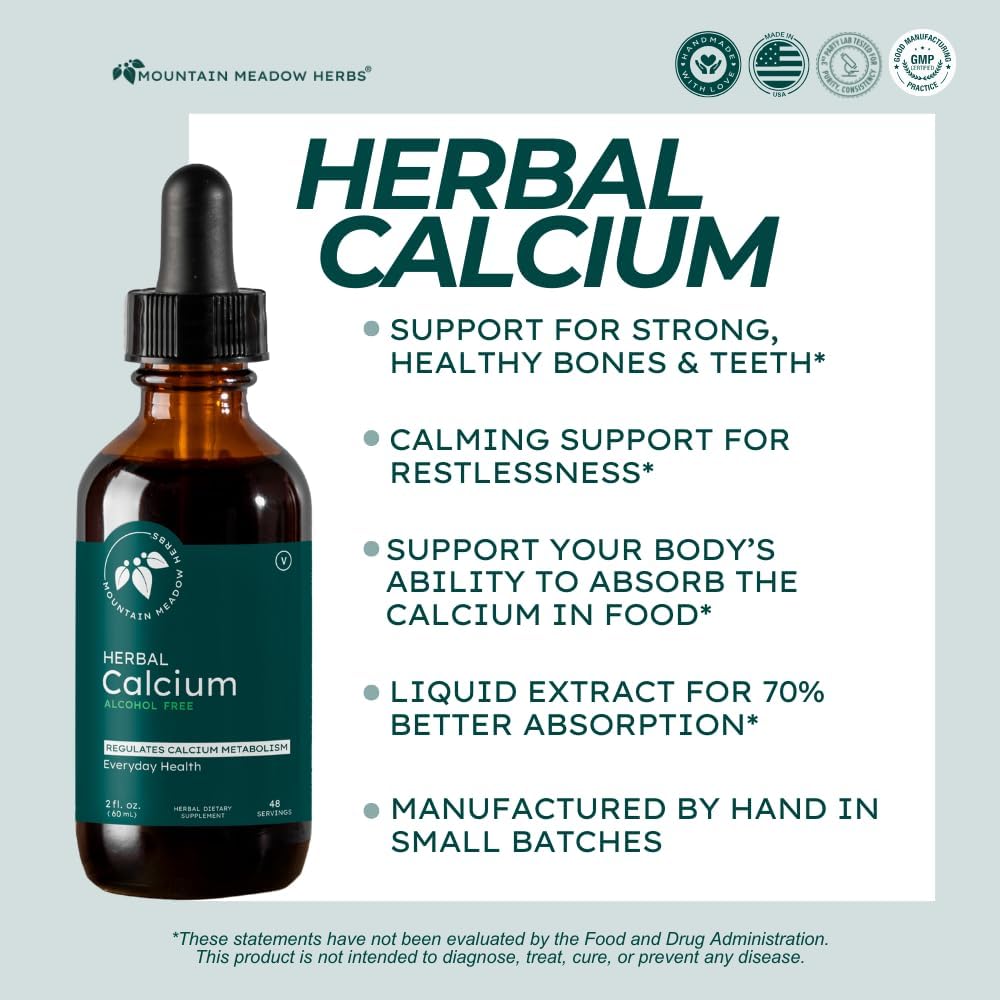 Mountain Meadow Herbs Herbal Calcium – Vegan Liquid Calcium Supplement for Bone & Teeth Support, High Absorption Plant-Based Formula for Adults & Kids - 2 oz - Image 2
