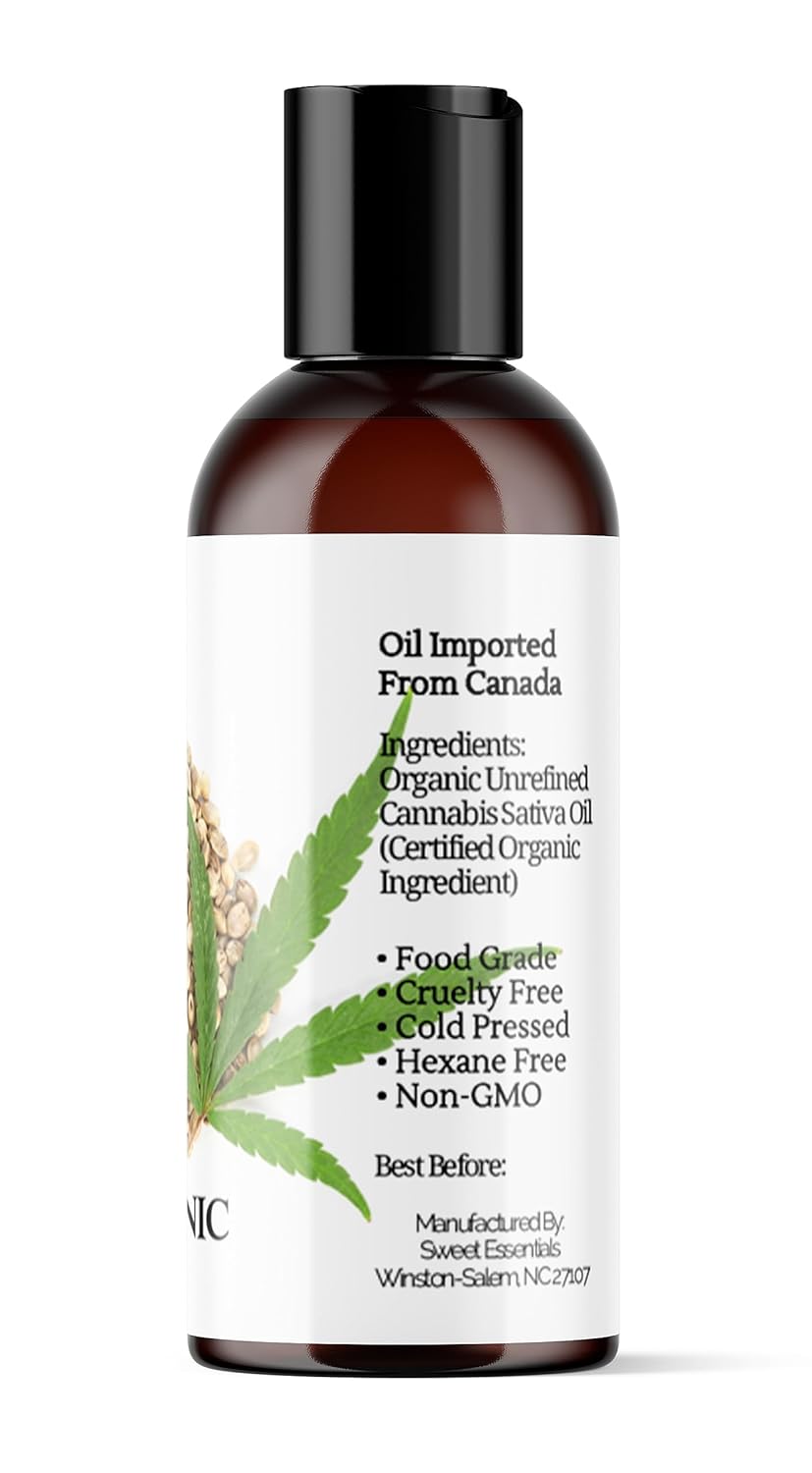 Organic Extra Unrefined Hemp Seed Oil (Food Grade) 2oz | Cannabis Sativa | Imported From Canada | 100% Pure Cold Pressed | Offers Relief From Dry & Cracked Skin, Eczema, Psoriasis, Dermatitis, Rosacea - Image 3