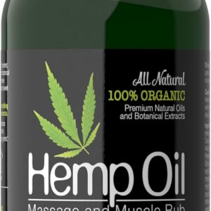 Skinsations - Hemp Massage Oil & Sore Muscle Rub – 100% Organic Relief with Arnica, Turmeric & 10 Essential Oils, Peppermint & Lavender in Sweet Almond & Hemp Seed Oil