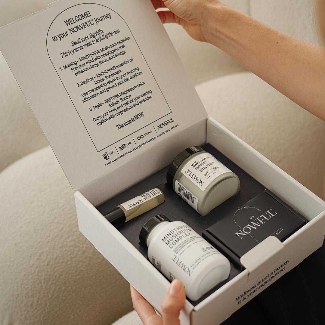 Wellness in Action Kit – Daily Ritual Set with Affirmation Cards, Essential Oil, Sleep Balm, and Mushroom Capsules – Mindfulness Tools for Calm, Clarity, and Nervous System Reset - Image 4