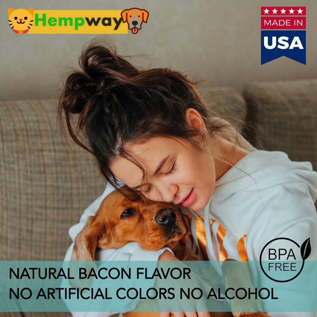 Dog Cat Calming Drops Organic Made in USA | Anti-Separation Natural Dog Cat Calming Formula for Well-Being and Comfort | Bacon Flavor 4 oz (120 ml) - 120 Servings - Image 5