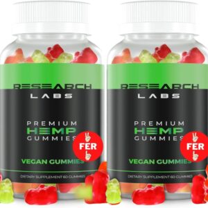 Research Labs - Premium Hemp Gummies 120 Count, 2 Fer 1 Ad. Advanced Formula with 500k Extract Blend. Natural - Helps Body Aches, Worriedness & to Feel Calm