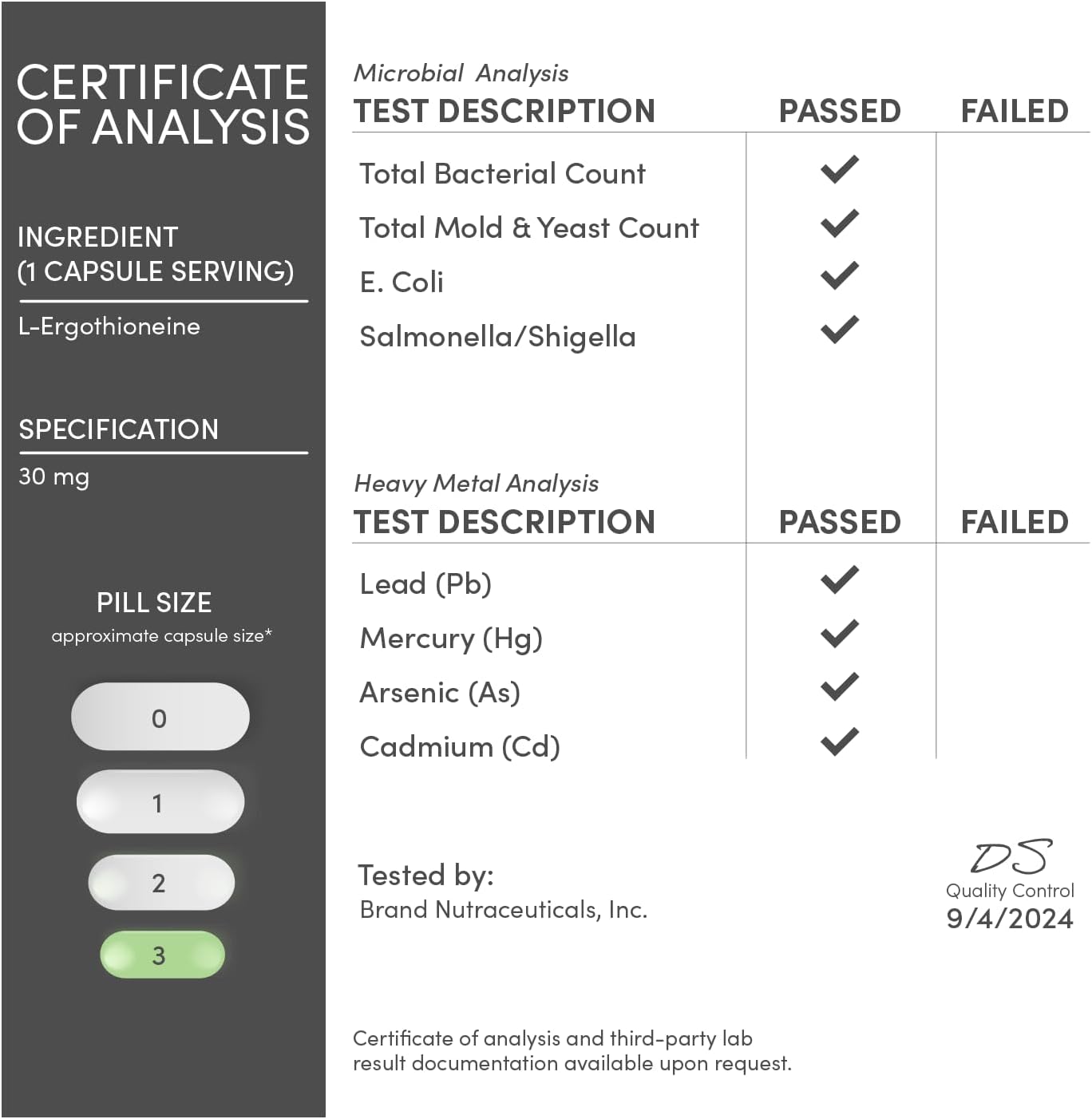 Ergothioneine Supplement (EGT) 30mg of Pure, Plant-Based L-Ergothioneine Per Capsule, 60 Count (May Support Longevity and Healthy Aging) Non-GMO, Gluten Free, Vegan Safe by Double Wood - Image 6