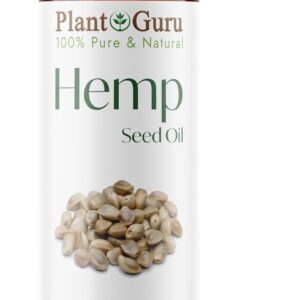 Plant Guru Hemp Seed Oil 4 oz. Virgin, Unrefined 100% Raw Pure Natural - Skin, Body And Hair Moisturizer. Works For Massage, Acne, & More!
