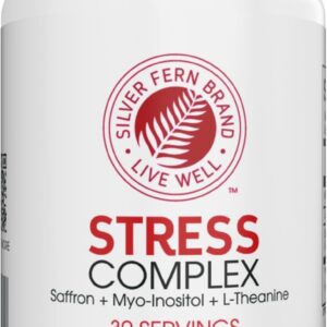 Silver Fern Stress Complex Supplement - Without Caffeine - Sleep, Worry, Mood & More - with Saffron Supplements, L-Theanine Supplement, & Myo-inositol - Natural Stress Relief Supplement (Pack of 1)
