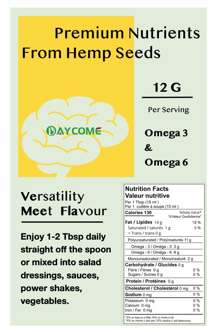 SUNYEAH Cold Pressed Hemp Seed Oil, 500 ml, Canadian, High in Omega 3 & 6, Keto Friendly - Image 3