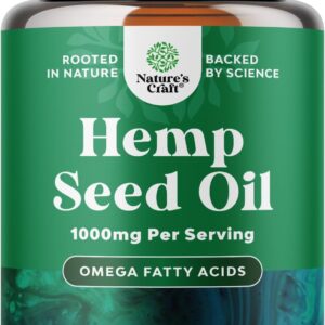 High Absorption 1000mg per Serving Hemp Seed Oil Capsules - Vegan Omega 3 6 9 Supplement with Essential Fatty Acids for Joint Support Relaxing Mood and Skin Health - Halal Non-GMO - 120 Count