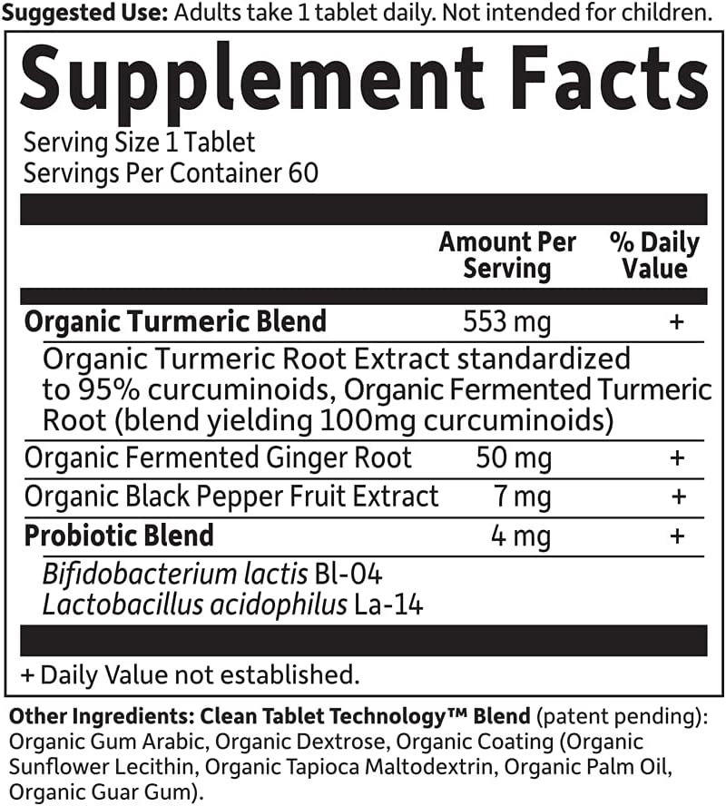 Garden of Life Organics Extra Strength Turmeric Inflammatory Response 60 Tablets-100mg Curcumin (95% Curcuminoids) Black Pepper, Probiotics, Organic Non-GMO Vegan Gluten Free Herbal Supplement - Image 7