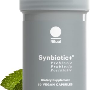 Ritual Synbiotic+ Probiotic, Prebiotic, Postbiotic, 3-in-1 Supplement for Gut Health and Digestive Support, Regularity, Bloat, Immune*, Vegan Delayed-Released Daily Capsule, Women and Men, 30 Day