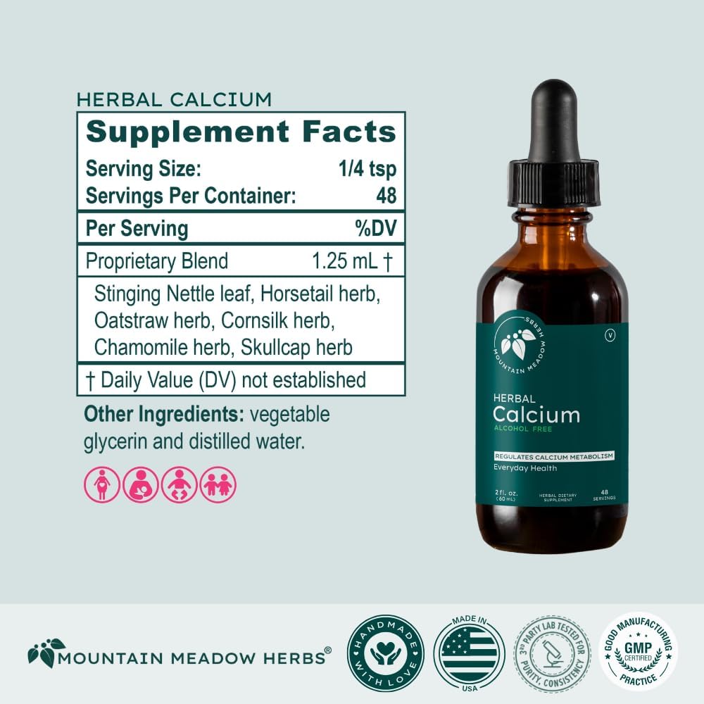 Mountain Meadow Herbs Herbal Calcium – Vegan Liquid Calcium Supplement for Bone & Teeth Support, High Absorption Plant-Based Formula for Adults & Kids - 2 oz - Image 4