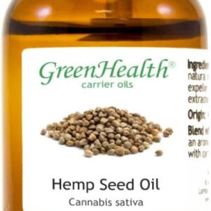Hemp Seed Oil – 100% Pure & Cold-Pressed Carrier Oil – 1 fl oz Amber Glass Bottle with Euro Dropper – Unscented and Unrefined – For Essential Oil Blends, Massage, and DIY Use