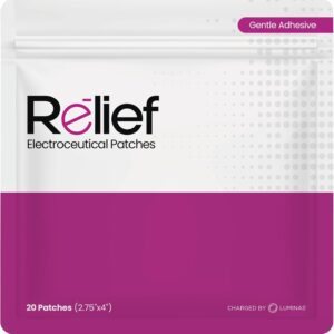 Relief Patch - Gentle Adhesive, Electroceutical Relief - Versatile Daily Comfort, Long Lasting - Neck, Joints, Back, Knee, Shins, Bumps - 20 Pack (Large White Patches)