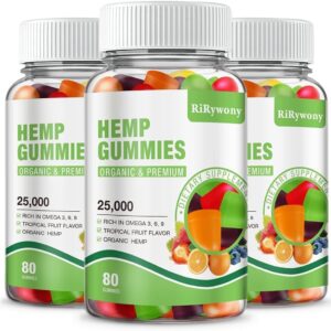 Hemp Gummies for Sleep, Pain, Anxiety 3 Packs, High Potency Edible Gummies Extra Strength Organic Hemp Oil Extract Vegan Bear Gummy - 240 Counts Candy