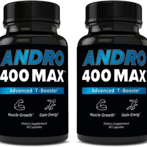 Andro400 Max Advanced T-Support & Nitric Oxide Booster – Traditional Tongkat Ali 100:1 Extract with L-Arginine & L-Citrulline – Supports Circulation and Physical Performance – 120 Capsules