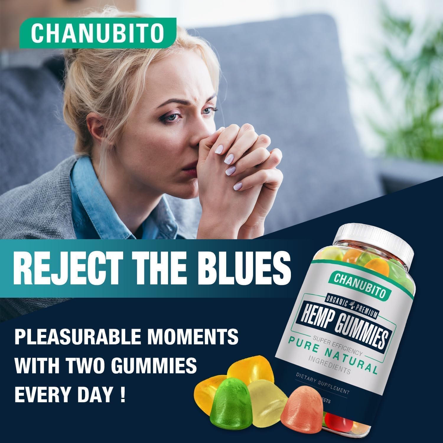 Hemp Gummies for Pain Sleep Anxiety - 100% Natural Organic Supplement High Potency Pure Hemp Oil Extract Edibles Gummy 1 Pack, Vegan, Non-GMO - Image 4